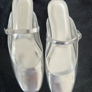 J. Crew Metallic Silver Flats